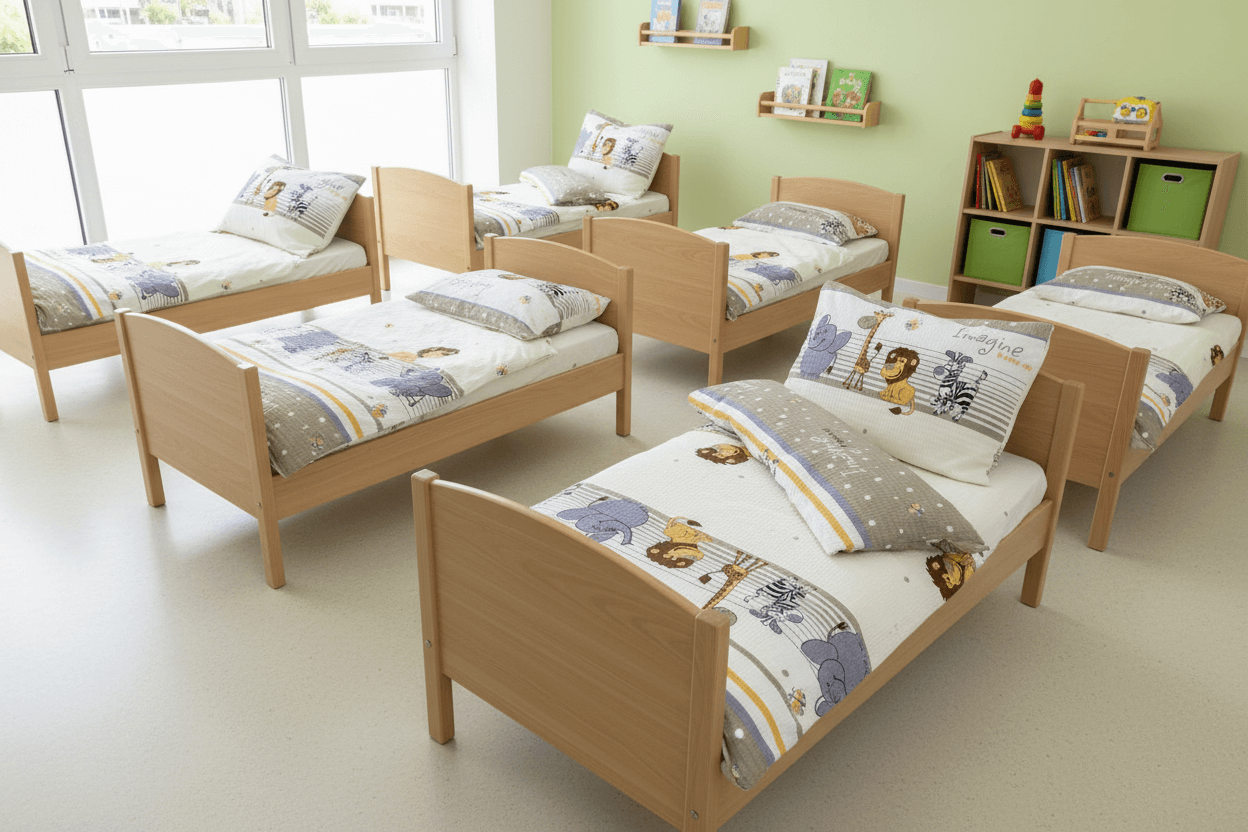 Krepové dětské povlečení do školky „Zvířátka Zoo krémová“